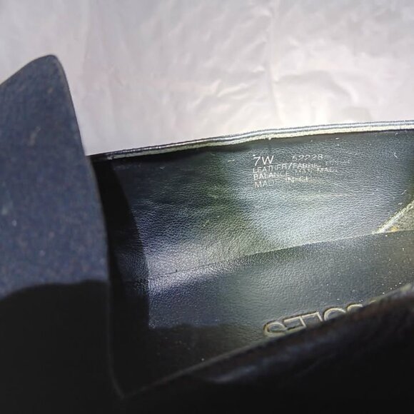 AeroSoles Women’s Black Leather/fabric Slide On Wedge Square Toe Shoes - Picture 3 of 10